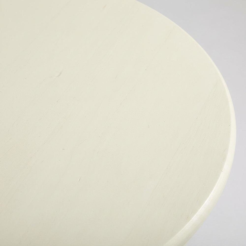 Wood Round Kitchen Table & Chairs 3-Piece, Pedestal Base, Linen White