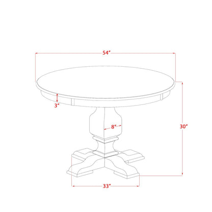 5-Pc Dining Room Set Include A Round Table And 4 Burgundy Upholstered Chairs
