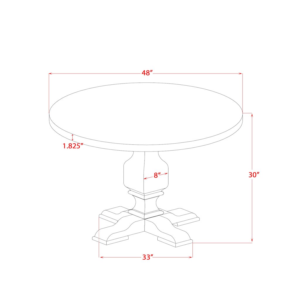 5 Piece Dining Table Set Contains 48" Round Table In Burgandy Color