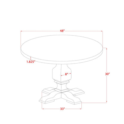 5 Piece Dining Table Set Contains 48" Round Table In Burgandy Color