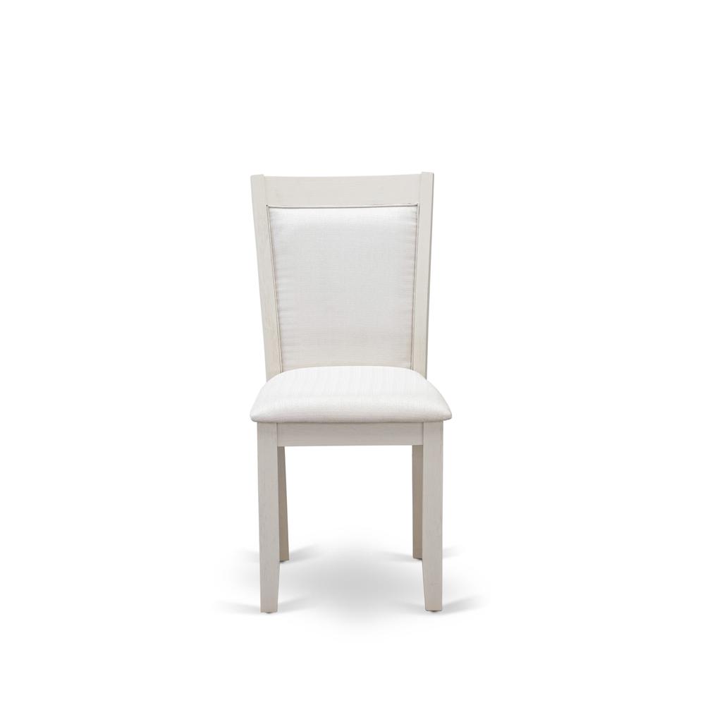 X076MZ001-6 6-Pc Table Set Consists of a Dining Table - 4 Cream Parson Chairs and a Wood Bench - Wire Brushed Linen White Finish
