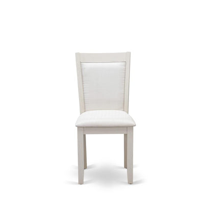 X076MZ001-6 6-Pc Table Set Consists of a Dining Table - 4 Cream Parson Chairs and a Wood Bench - Wire Brushed Linen White Finish