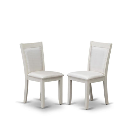 X076MZ001-6 6-Pc Table Set Consists of a Dining Table - 4 Cream Parson Chairs and a Wood Bench - Wire Brushed Linen White Finish