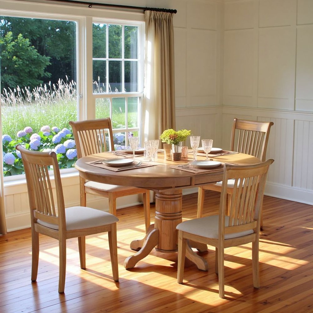 Oak Solid Wood 5 Pc Breakfast Nook Table Set, Chairs for Kitchen