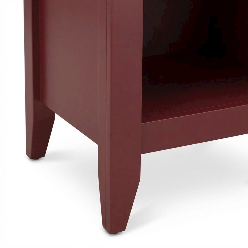 Burgundy Wooden Night Stand with Single Drawer and Stable Design