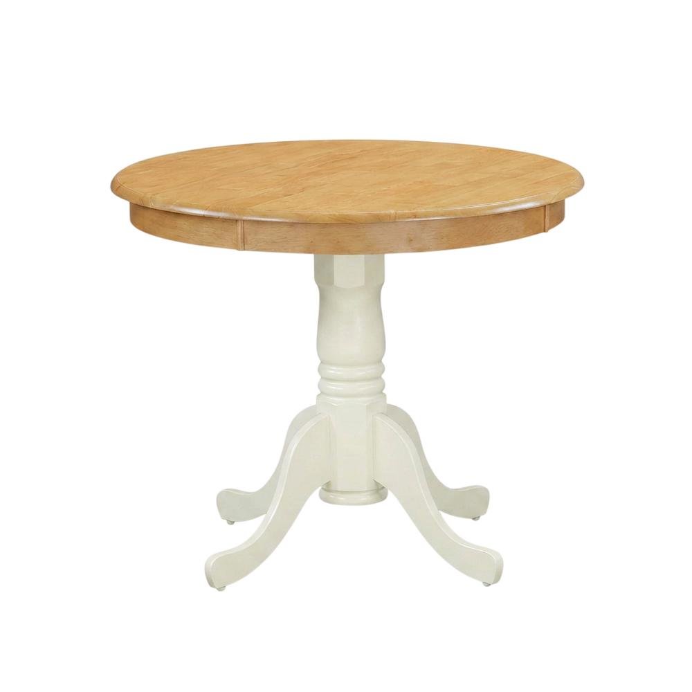 Oak Round Pedestal Dining Table, Traditional Style, Seats 4