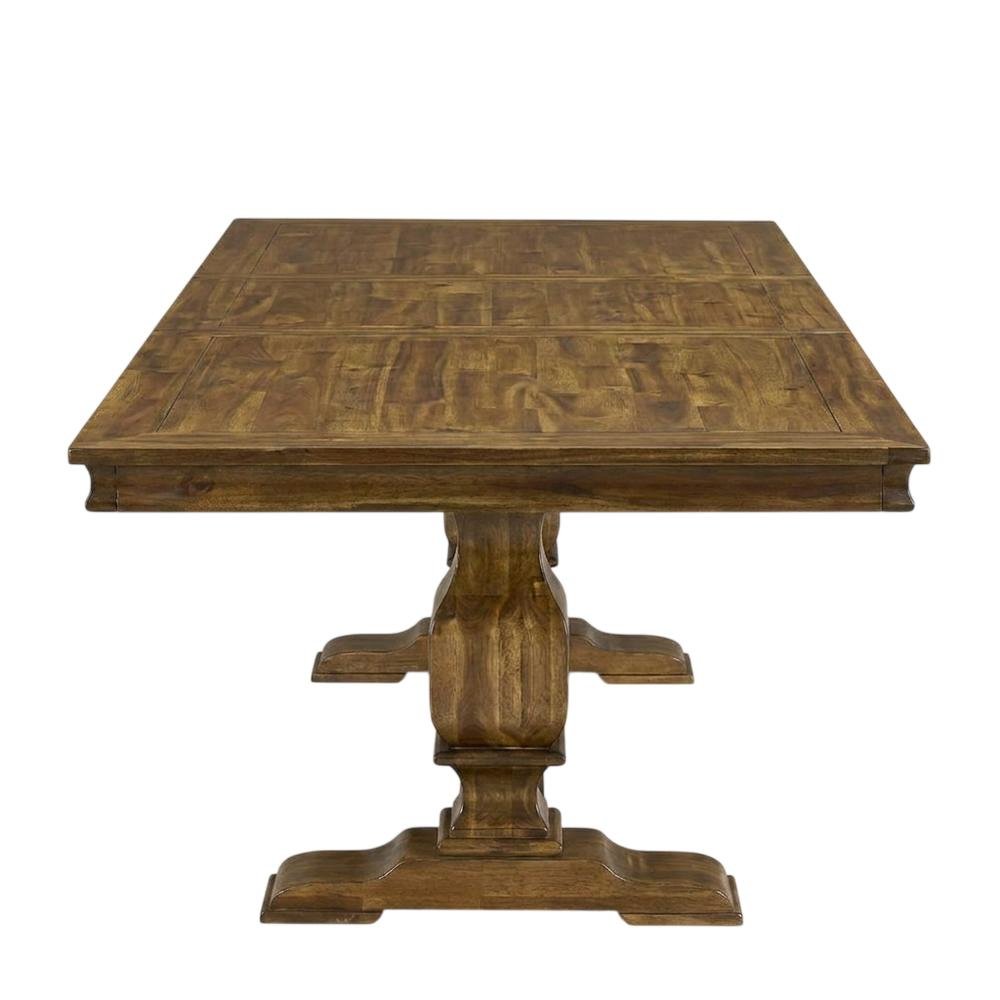Solid Wood Rectangular Dining Table & Button-Tufted Chairs 9-Piece, Light Beige