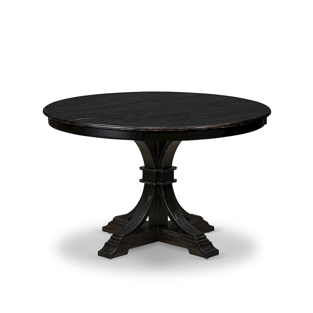 7 Piece Dining Table Set Consists Of 48" Round Table In Burgandy Color