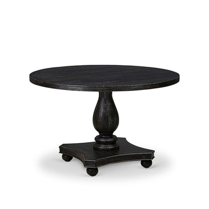 7 Piece Dining Table Set Consists Of 48" Round Table In Burgandy Color