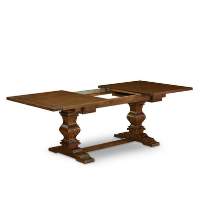 9-piece dining set with Chair’s Legs and Dark Khaki Linen Fabric