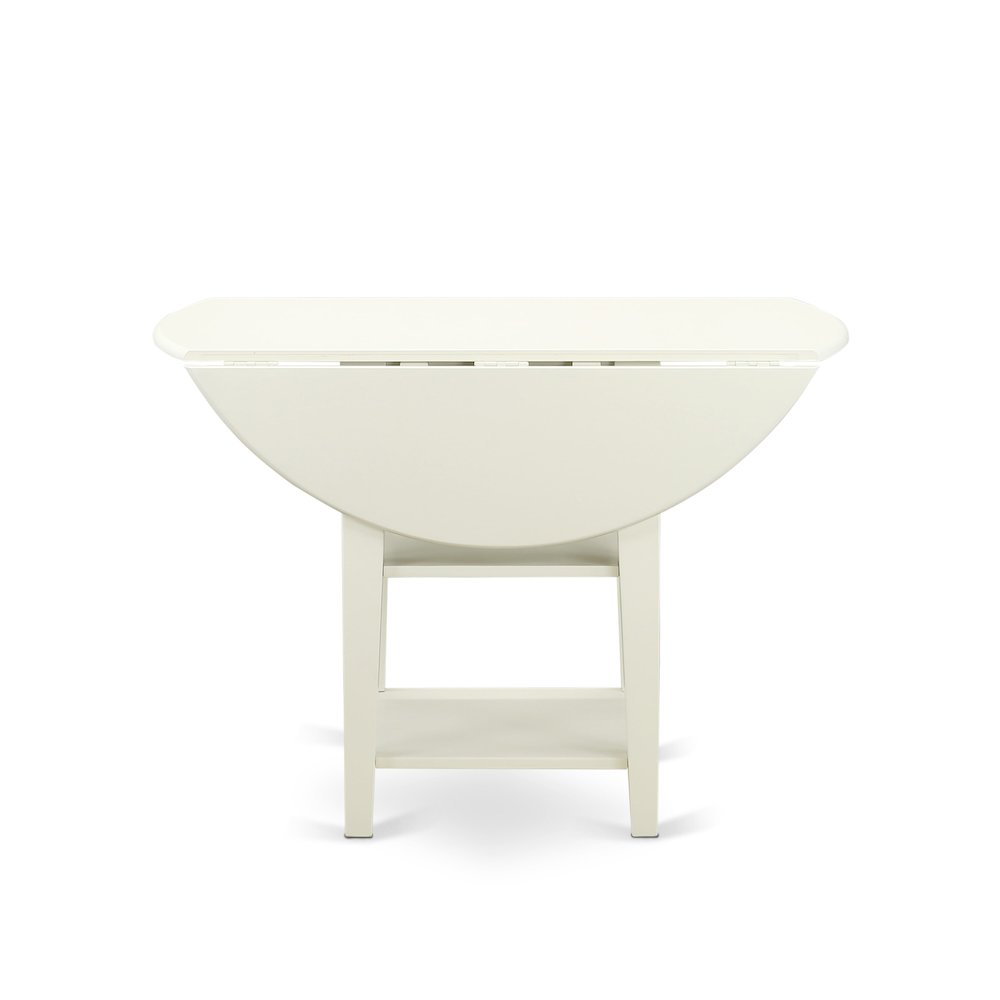 5 Piece Kitchen Set Consists of a Round Dining Table with Dropleaf & Shelves