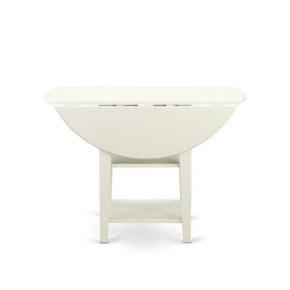 5 Piece Kitchen Set Consists of a Round Dining Table with Dropleaf & Shelves