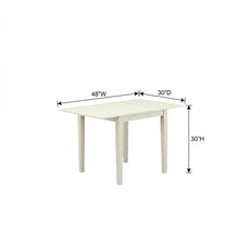 Linen White Drop Leaf Rectangular Table, Mid-Century Modern