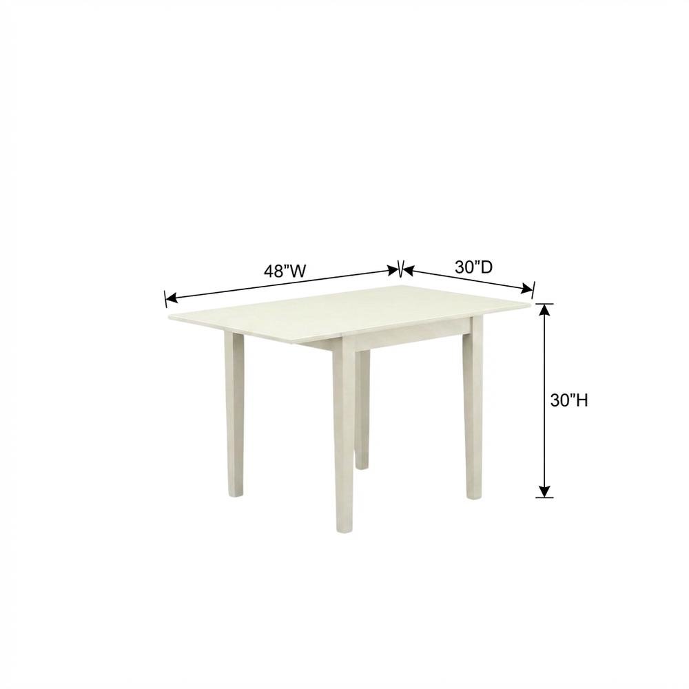 Linen White Drop Leaf Rectangular Table, Mid-Century Modern
