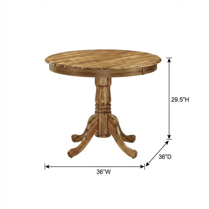Natural Round Pedestal Dining Table, Traditional Style, Seats 4