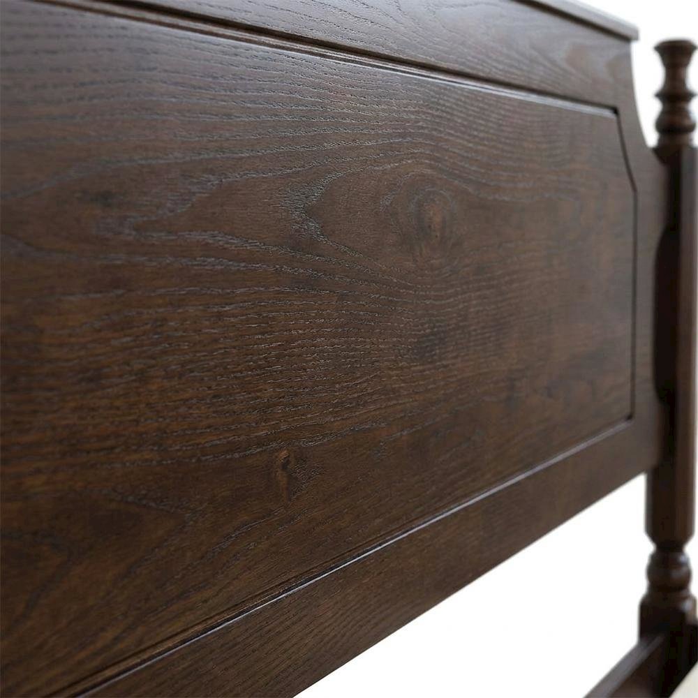 King Solid Wood Platform Bed with Headboard, Traditional, Dark Roast Oak, King