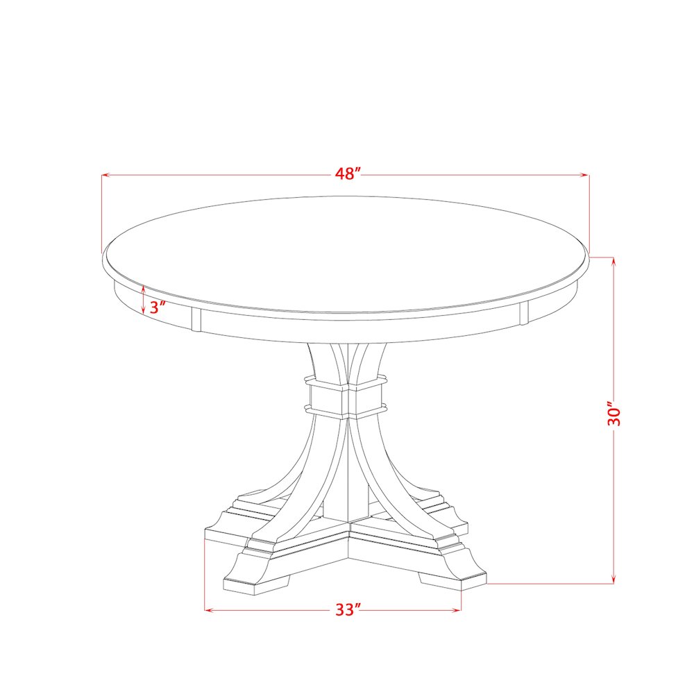 7 Piece Dining Table Set Consists Of 48" Round Table In Burgandy Color