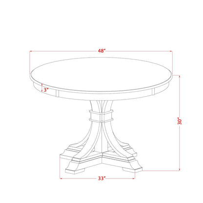 7 Piece Dining Table Set Consists Of 48" Round Table In Burgandy Color