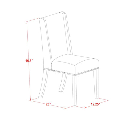 7 piece modern dining set of a dining table and 6 upholstered chairs