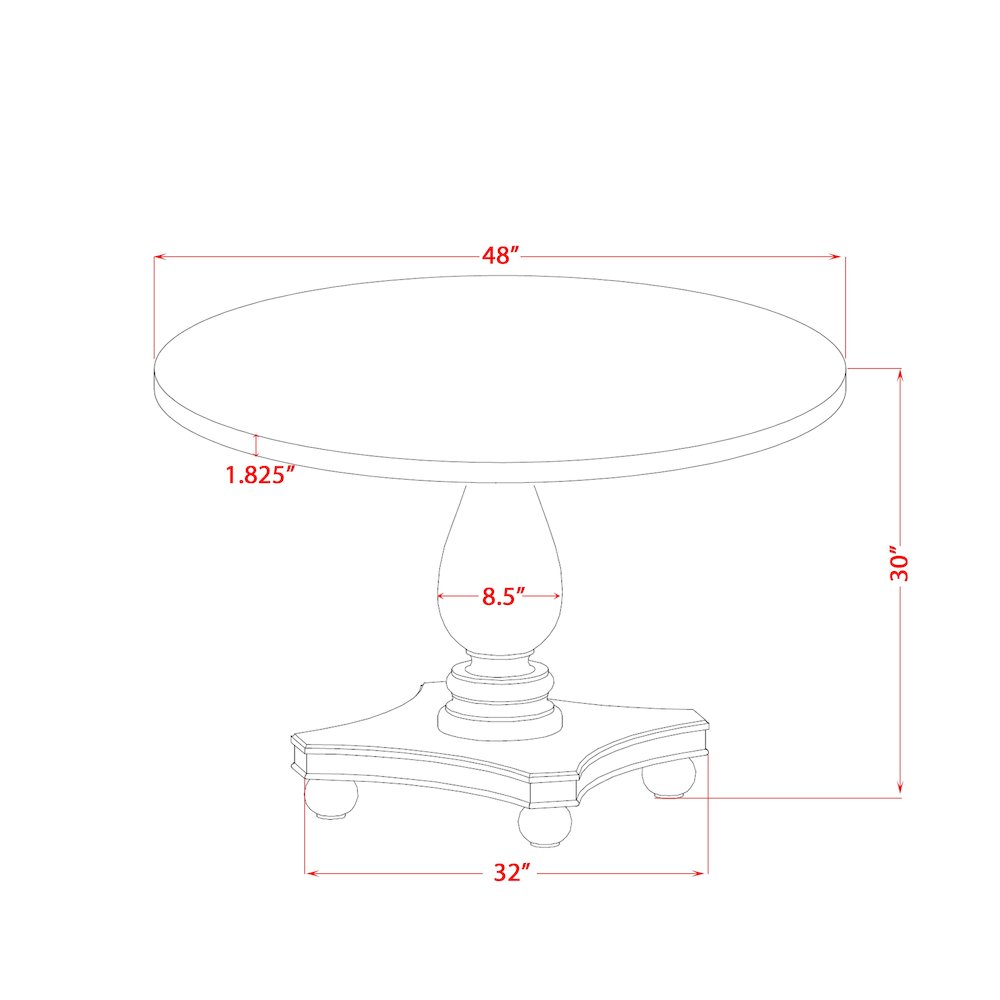 7 Piece Dining Table Set Consists Of 48" Round Table In Burgandy Color