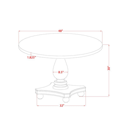 7 Piece Dining Table Set Consists Of 48" Round Table In Burgandy Color