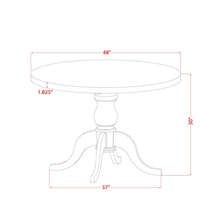 7 Piece Dining Table Set Consists Of 48" Round Table In Burgandy Color