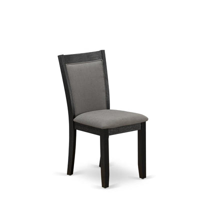 X676MZ650-7 7 Pc Dinette Set - Distressed Jacobean Kitchen Table with 6 Dark Gotham Grey Dining Chairs - Wire Brushed Black Finish