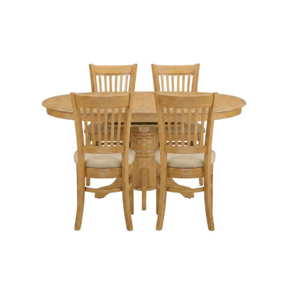 Solid Wood Dining Table & Microfiber Chairs 5-Piece, Butterfly Leaf, Oak