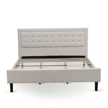 FN08K-1VL07 2-Piece Fannin Bedroom Set with 1 King Bed Frame and an End Table - Mist Beige Linen Fabric