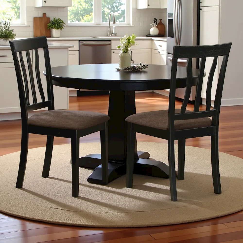 Elegant Dining Chairs Set of 2 with Black and Cherry Wood Finish
