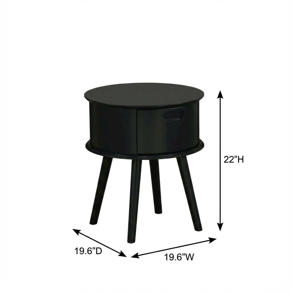 Black Bedroom Nightstand with Modern Design and Durable Construction
