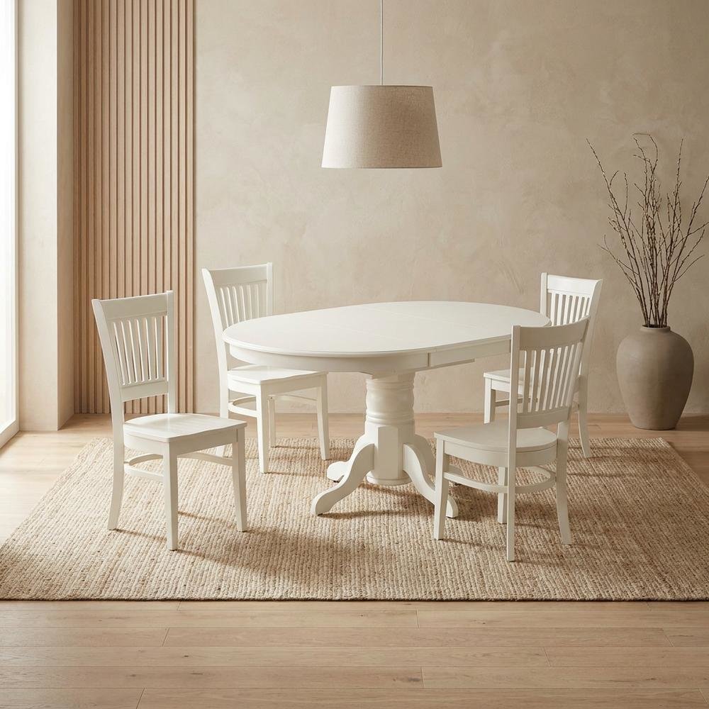 Oval Dining Table 5-Piece Set, Butterfly Leaf & Mid-Century Chairs