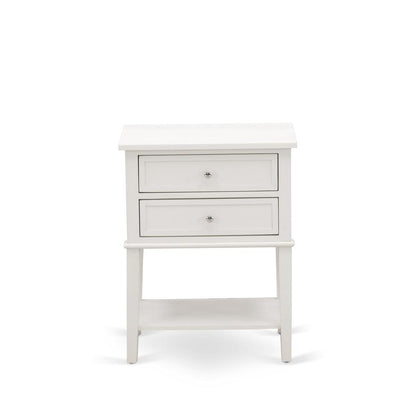 NL19K-1VL0C 2 Pc Bed Set - 1 Bed White Velvet Fabric Headboard and 1 Night Stand - Wire Brushed Butter Cream Finish Nightstand