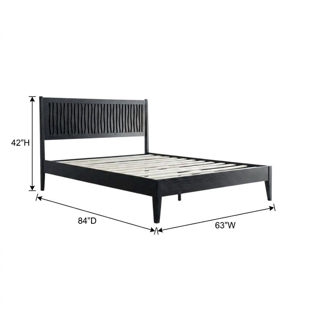 Solid Wood Platform Bed, Headboard & Footboard, No Box Spring, Ebony Oak, Queen