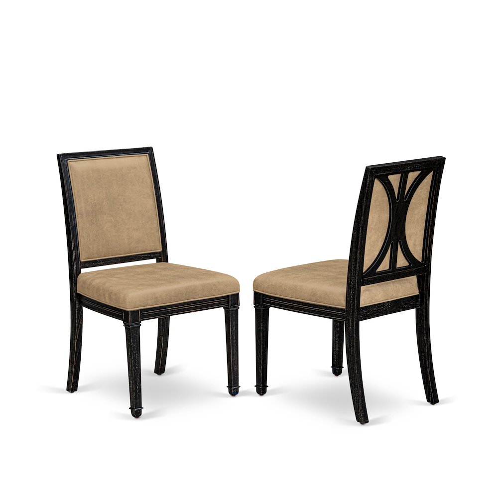 5 piece Kitchen Table Set of a Modern Dining Table and 4 Dark Grey Dinner Chairs