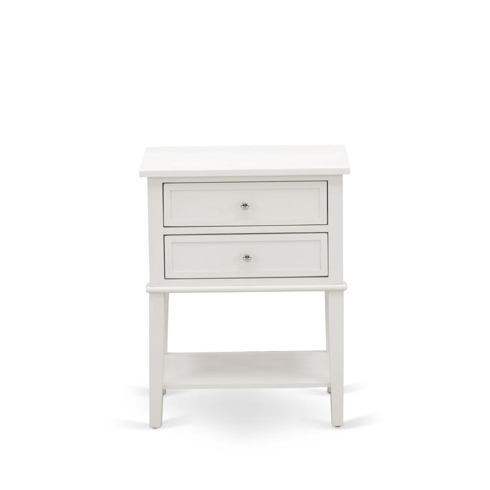 NL19K-2VL0C 3 Pc Bed Set - 1 Bed White Velvet Fabric Headboard and 2 Nightstands - Wire Brushed Butter Cream Finish Nightstand