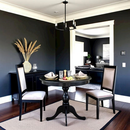 36 Inch Round Wood Pedestal Dining Table in Black for Kitchen Use