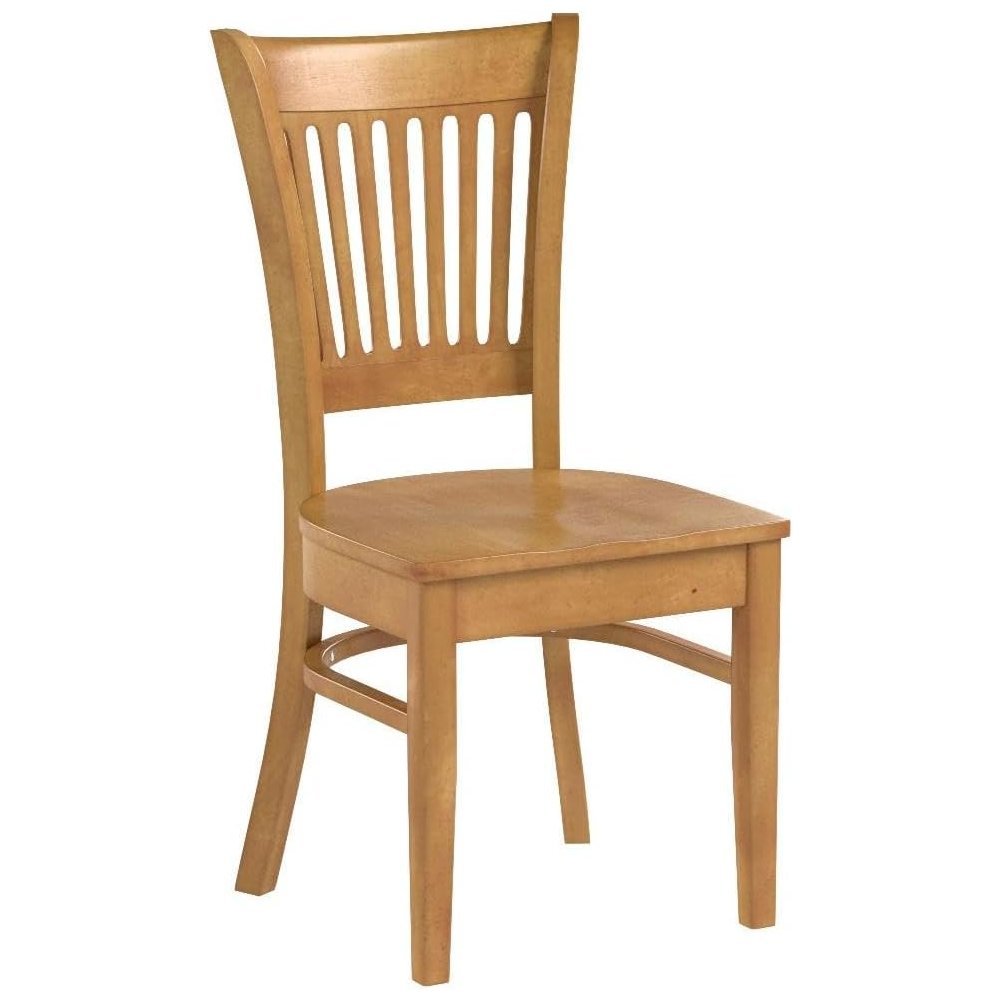 Dining Chairs Set of 2, Oak Finish, Wood Seat, Slatted Back