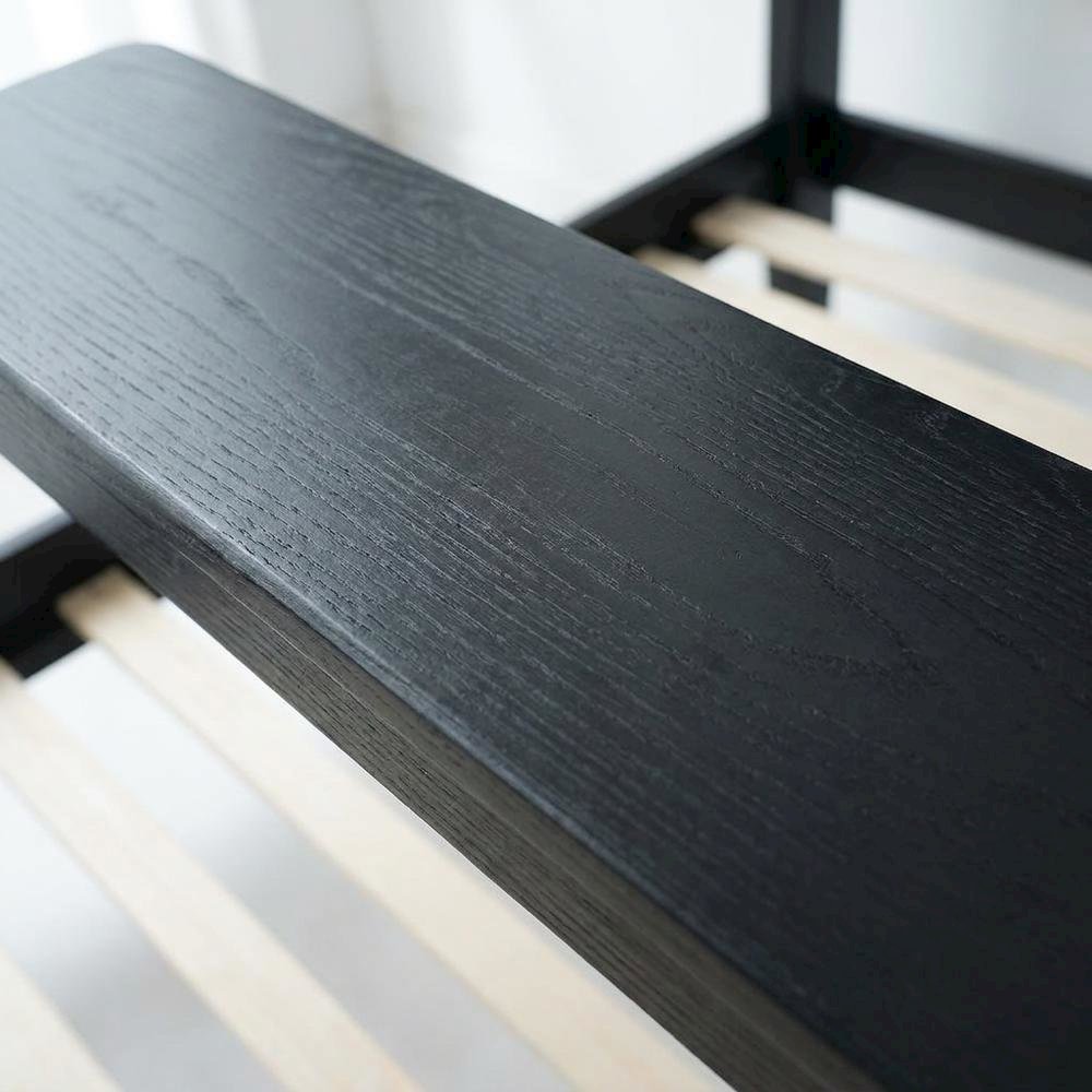 Solid Wood Platform Bed, Headboard & Footboard, No Box Spring, Ebony Oak, Queen