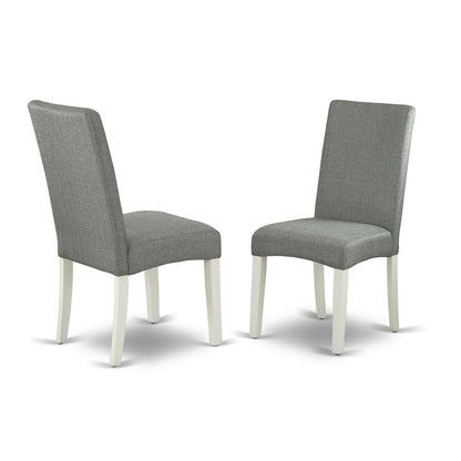 East West Furniture 6-Pc Kitchen Dinette Set-Gray Smoke Linen Fabric Seat and Stylish Chair Back Kitchen chairs, a Rectangular Bench and Rectangular Top Modern Dining Table with Wood Legs - Linen Whit