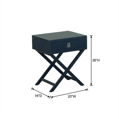 Navy Blue Nightstand with Modern Design and Durable Construction