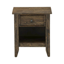Distressed Jacobean Nightstand with Wooden Drawer and Sturdy Construction