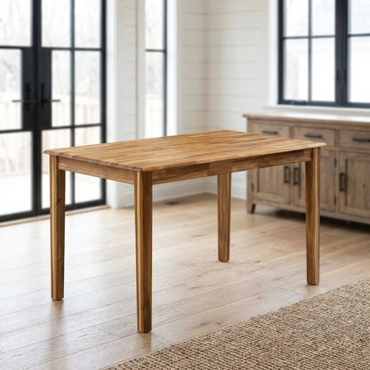 Rectangular Dinner Table, Natural Finish Wood, Small 4-Leg Kitchen Dinette