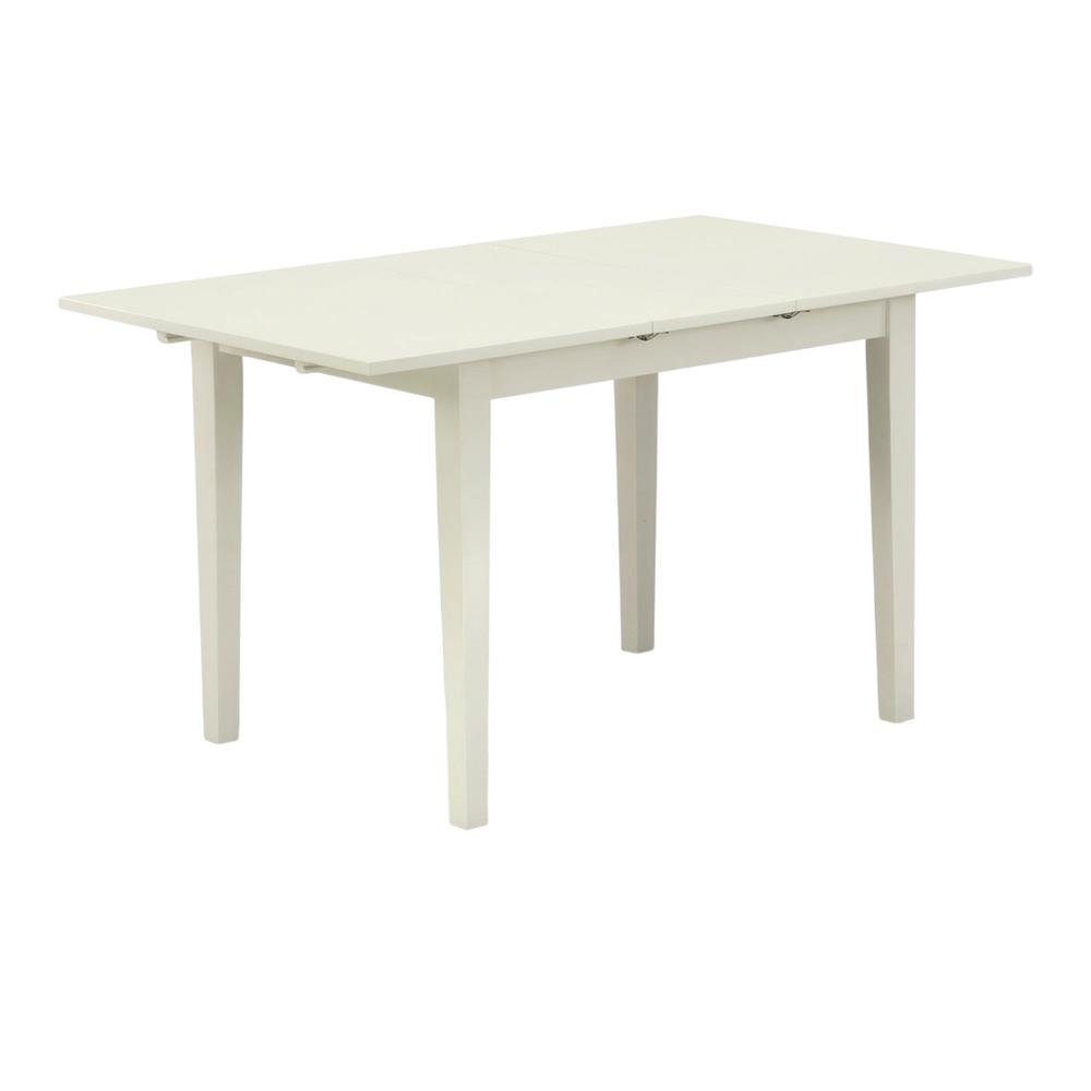 Linen White Rectangular Dining Table, Butterfly Leaf, Seats 4