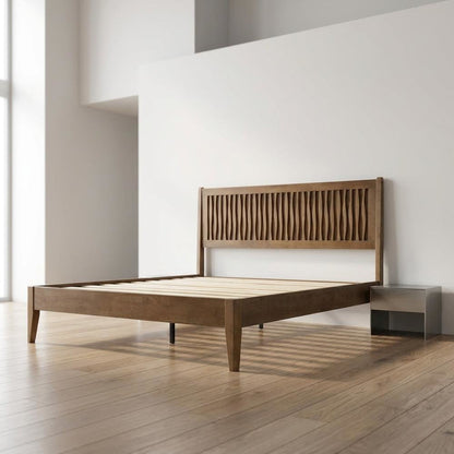 Solid Wood Platform Bed, Headboard & Footboard, No Box Spring, Barnwood, Queen