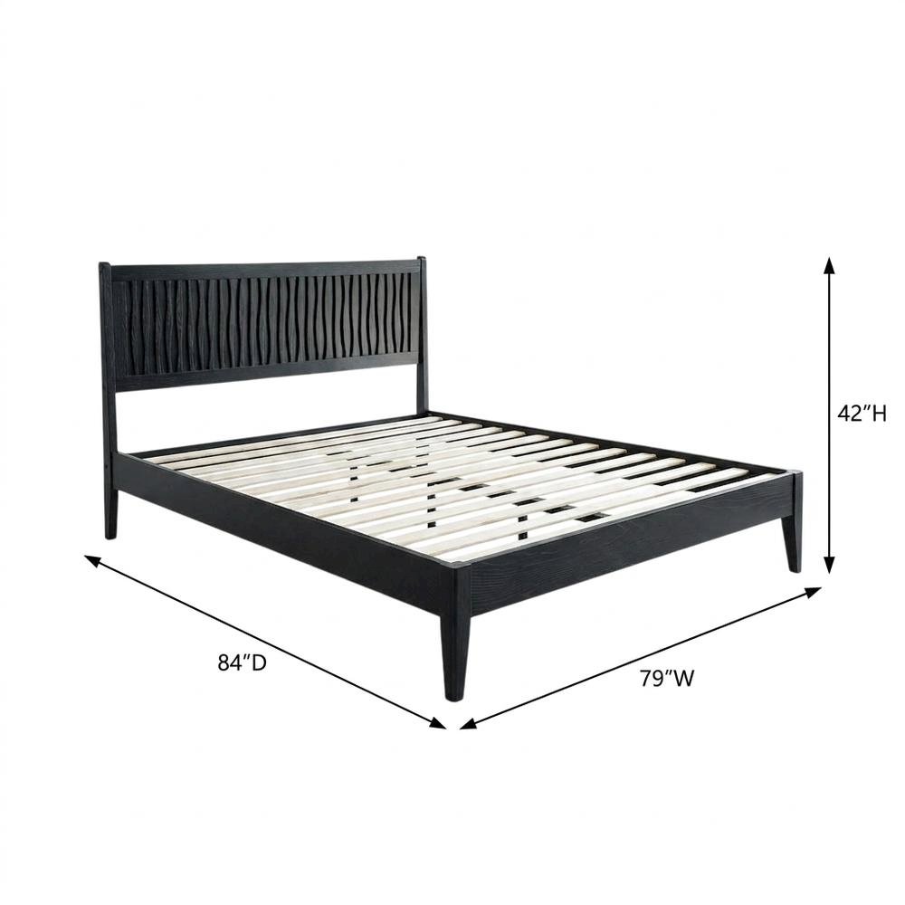 Solid Wood Platform Bed, Headboard & Footboard, No Box Spring, Ebony Oak, King