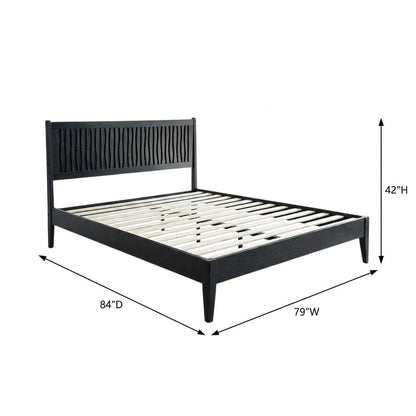 Solid Wood Platform Bed, Headboard & Footboard, No Box Spring, Ebony Oak, King