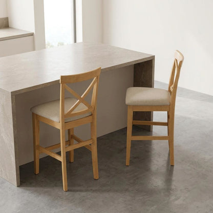 Solid Wood Round Dining Table & Chairs 3-Piece Set, Small Dinette, Oak