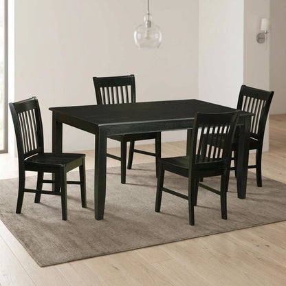 Solid Wood Dining Table & Chairs 5-Piece Set for Kitchen/Dining, Black