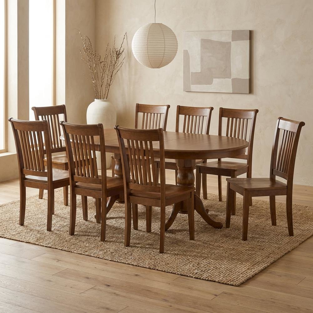 Elegant 9-Piece Dining Table Set – Solid Wood Dining Table for 8